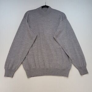 Unbranded Mock Neck Sweater Mens M Gray Merino Wool Blend Made in Italy